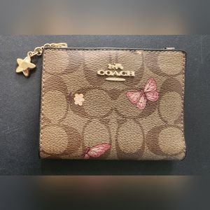 Small Coach Wallet Brown w/Butterflies